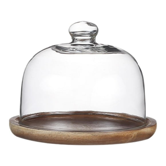 DOLITY Cake Stand with Glass Dome Bread Display Plate for Cupcakes Wedding Birthday