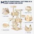 thumbnail image 5 of Sifurni 65.7" Large Cat Tree Tower Condo House for Cats with 2 Scratching Ramps, Hammock & Scratching Post, Beige, 5 of 10