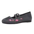 thumbnail image 6 of Mepaouo Women's Flat Shoes Round Toe Embroidery Dressy Mary Jane Stretch Strap Low Wedge Work Flats, 6 of 7