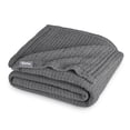 thumbnail image 1 of Waffle Blanket - 100% Cotton - Lightweight & Breathable - Full/Queen, Gray, 1 of 7