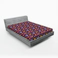 thumbnail image 2 of Ambesonne Paw Print Fitted Sheet, Cartoon Puppy Kitten Art, King Size, Purple and Multicolor, 2 of 5
