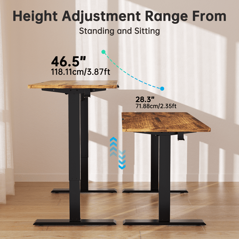 Chitooma 55" Electric Standing Desk, Brown photo 5