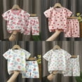 thumbnail image 4 of Ruyang Girls 2 Piece Set Short Sleeve Cherry Graphic Tee and Elastic Waist Shorts Lounge Set Kids Toddler Cute Summer Outfits, 4 of 4
