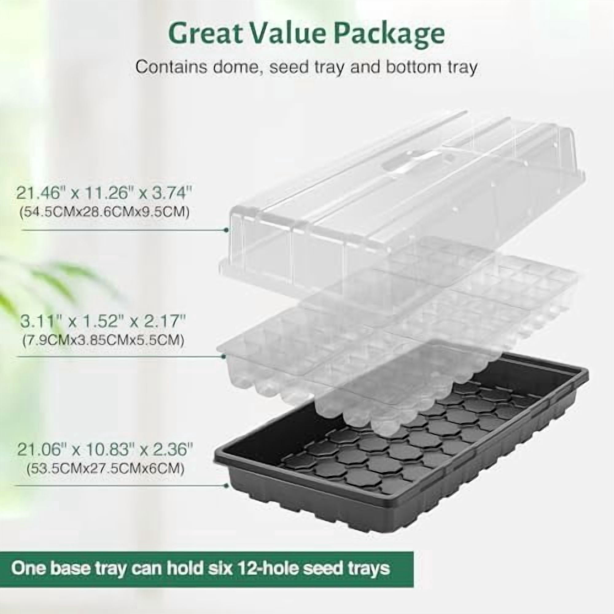 5 Pack 1020 Seed Starter Trays with 3.6" Humidity Dome Plant Growing Tray Germination Seed Starting kit, Mini Greenhouse with Handle for Cloning Plant