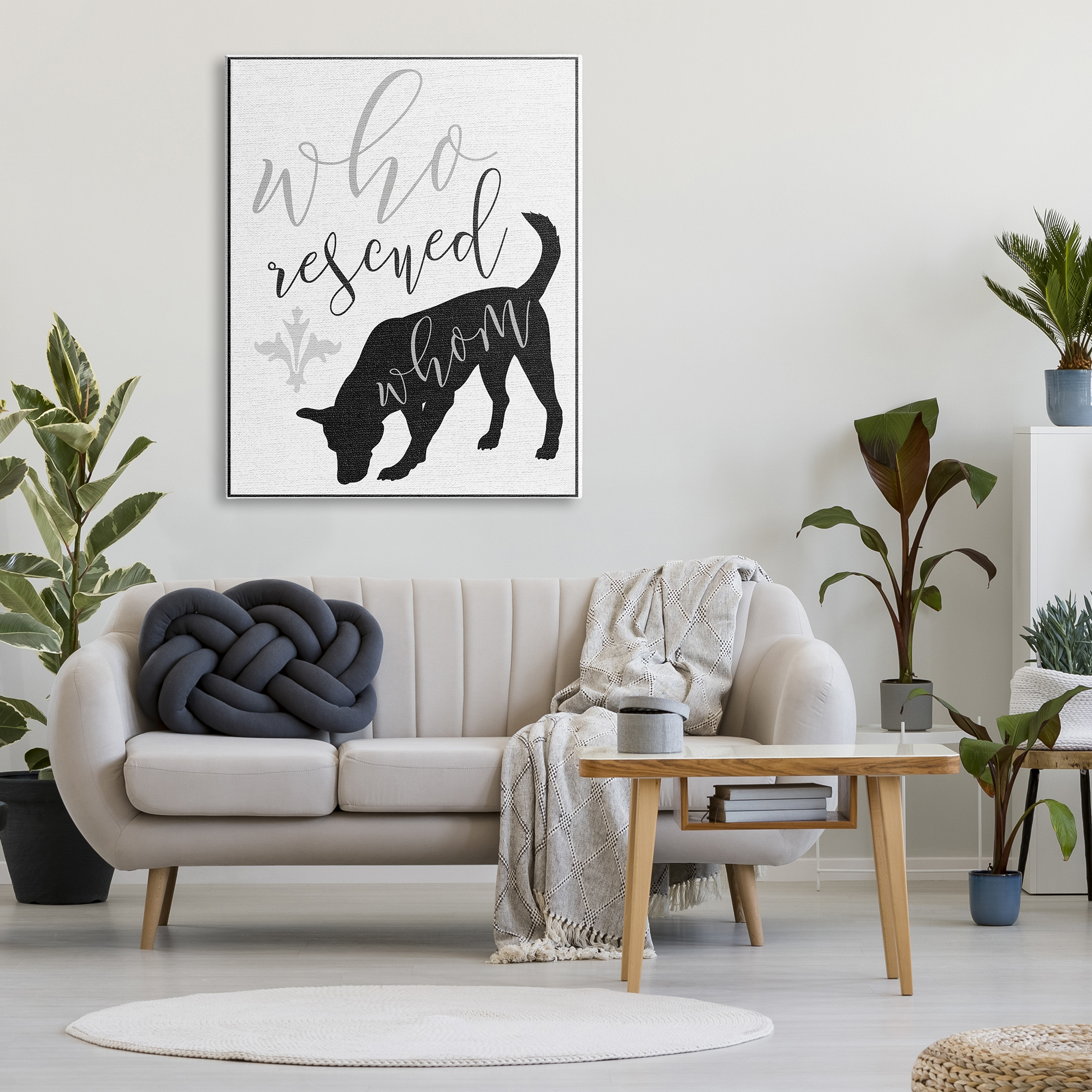 Stupell Industries Who Rescued Whom? Dog Typography, 36 x 48,Design by Daphne Polselli
