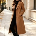 thumbnail image 4 of uublik Trench Coat Women Coffee Long Sleeve Elegant Classic Overcoat Fall Winter Clothing, 4 of 7