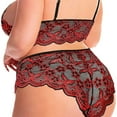 thumbnail image 3 of JSGEK Plus Size Lingerie Set for Women High Waisted Bra and Panty Set Criss-Cross Lace Bralette Sets 2 Piece Underwear Red L, 3 of 3