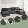 thumbnail image 6 of WestinTrends Hearthside 128" Corduroy Modular U-Shaped Sectional Couch and Chaise With USB/Type-C Ports and Side Pockets, Charcoal Gray, 6 of 15