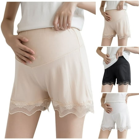 HaiMao Bloomers for Pregnant Women Clearance Anti Chafing Slip Shorts Loose Pettipants with Lace Trim Mid Thigh White XL
