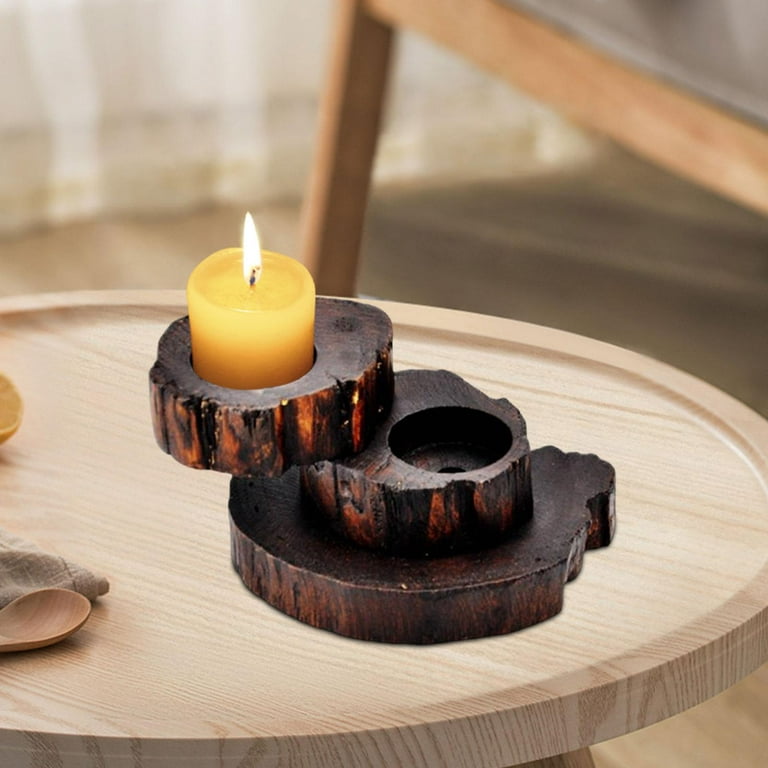 Candle Holder, Twist Tealight Candle Holder Rotating Sushi Plate Dish Wood  Candlestick Stand, Sushi Serving Tray for Home Candle Light Holiday 2 layer  