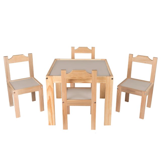 Set comedor de madera barnizada para niños Duduk gris Duduk COM-PIL
