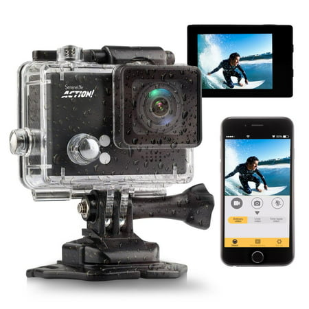 SereneLife SLDV4KBK - Compact ACTION! Cam - 4K Ultra HD WiFi Camera with Slo-Mo Recording, 1080p+ Sports Action Camera + Camcorder (Best Compact Camera For Sports)