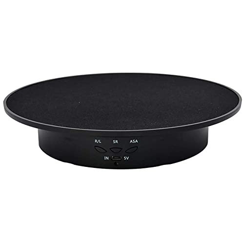 Qinmay Placa giratoria eléctrica de 360 grados, recargable, de bajo ruido, ajustable, rotación suave, soporte de exhibición antideslizante para productos fotográficos (negro, 7,8 pulgadas/carga 17 L