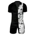 thumbnail image 3 of toraway Mens Suits Regular Fit 2 Piece Casual Male Casual Striped Gradient Ramp Print Two Piece Suit Zipper Short Sleeve Top Blouse Suit Drawstring Pocket Short Set S, 3 of 4