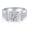 thumbnail image 2 of 1 Carat Round Cut Moissanite Rings Men Daily Wear 925 Sterling Silver Moissanite Promise Rings Boyfriend Lab Grown Diamond Wedding Ring Simulated Diamond Rings for Husband, 2 of 6