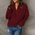 thumbnail image 4 of Utoimkio Women's 2025 1/4 Zipper Front Fall Sweater Long Sleeve Ribbed Knit Casual Loose Fit Pullover Tops for Women, 4 of 7