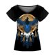 thumbnail image 4 of Moda mujer Casual Retro estilo étnico cuello en V doble capa hoja manga corta 3D impreso camiseta Top Fridja  hjk6477, 4 of 5