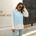 thumbnail image 4 of AGWOLF Vest Sweaters for Women Casual Solid Color Cable Knit Pullover Fall Crop V Neck Tops, 4 of 5