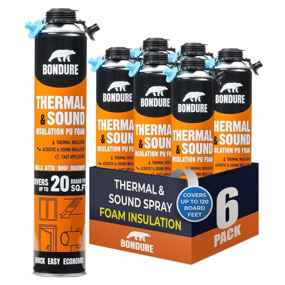 BONDURE Spray Foam Insulation, 120 Sq.Ft. (12x27.1 oz.) Closed Cell Spray Foam for Attic & Walls, Fire Rated, Reduces Energy Bills, Accessories Not Included