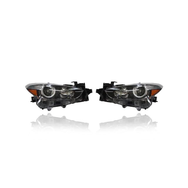 Headlight - Compatible/Replacement for '17-18 Mazda Mazda3 Sedan/Hatchback Sport/Touring, 17-17 Grand Touring - Halogen - Pair, Left Driver + Right Passenger Set - BABF510K0D, BABF510L0D