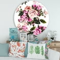 thumbnail image 2 of Designart 'Peony Vintage Flowers' Traditional Circle Metal Wall Art 36x36 - Disc of 36, 2 of 5