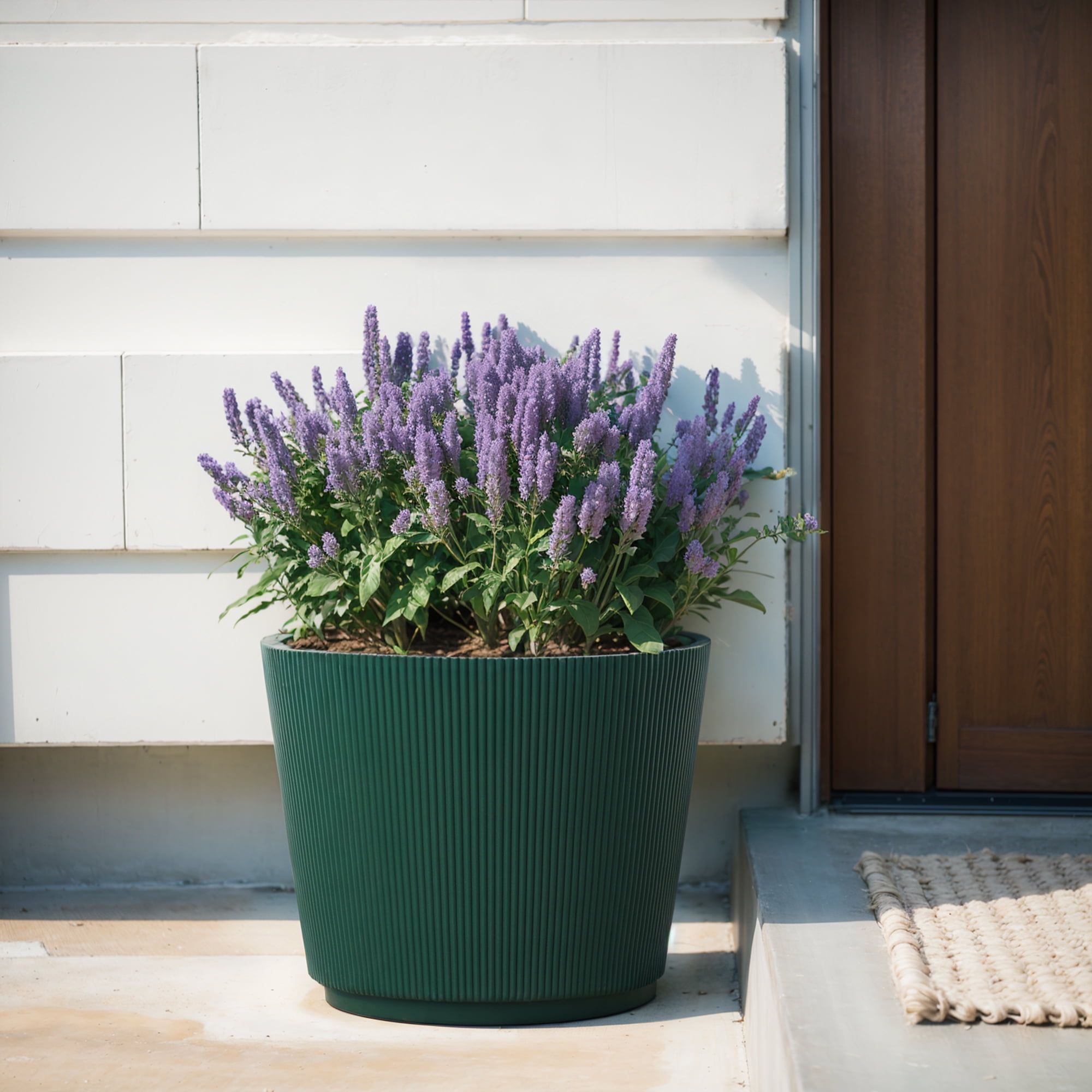 Mainstays 13.9" D x 11.4" H Parker Green Recycled Resin Planter