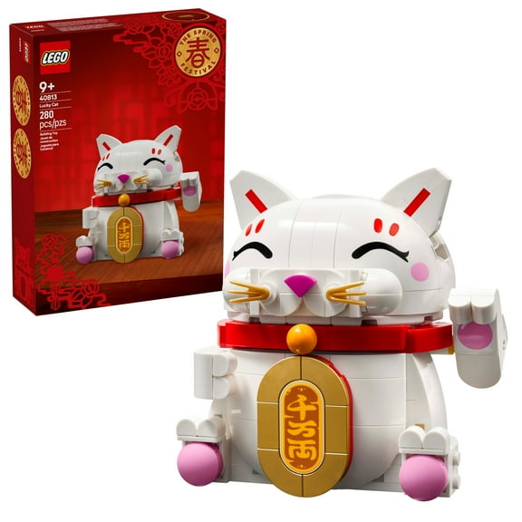 LEGO Lucky Cat Building Toy for Girls & Boys - Smiling Cat W/Waving Paw Function for Kids, Ages 9  - Home Decor for Spring Festival & Chinese New Year Celebrations - Gift Idea for Birthdays - 40813