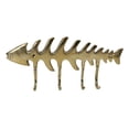 thumbnail image 6 of Brass Metal Golden Fishbone Fish Bone Marine Coastal 4 Peg Wall Hooks Plaque, 6 of 10