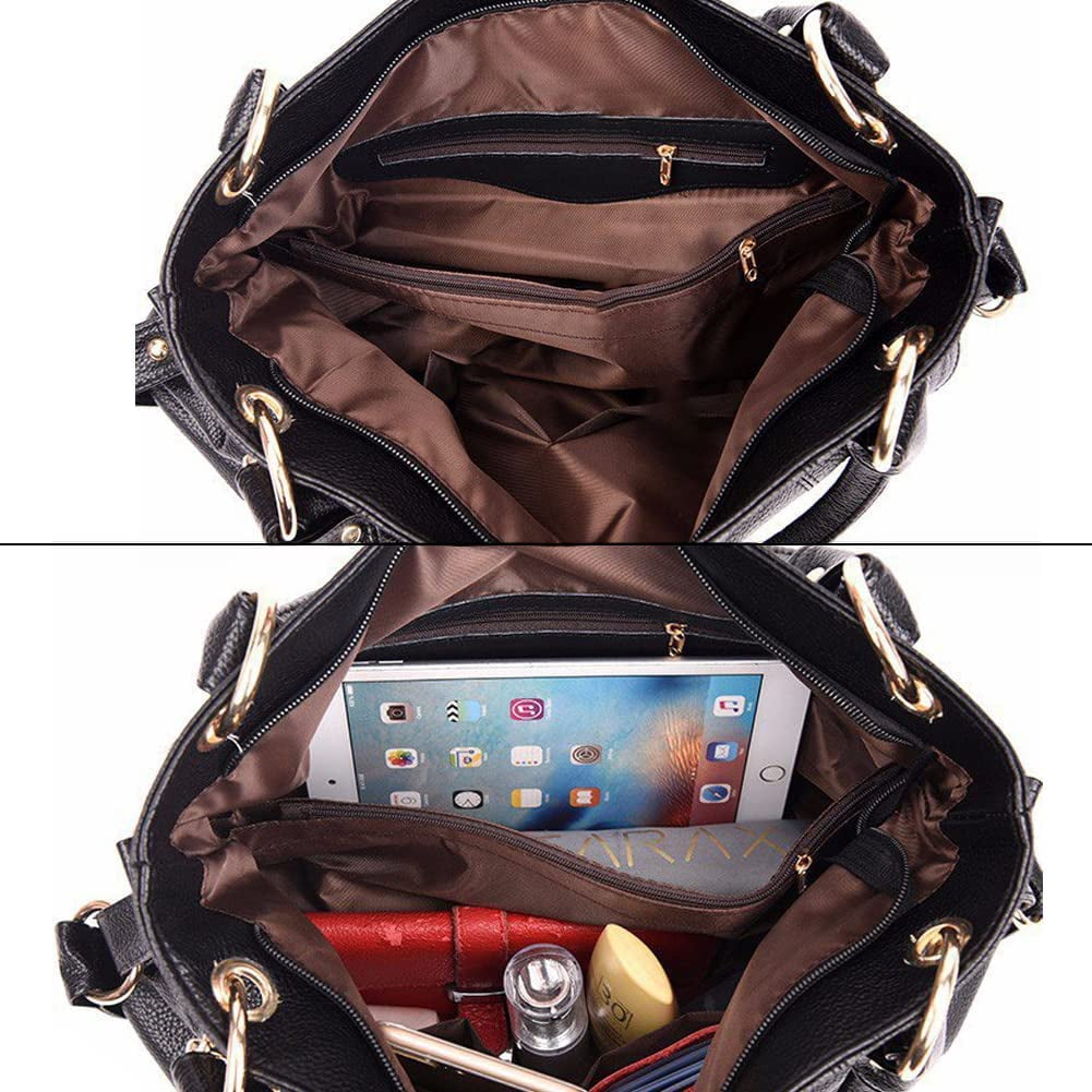 PIKADINGNIS Tote Bag for Women Hobo Shoulder Purse Large Work Commute Handbag Leather Top Handle Bag with Tassel