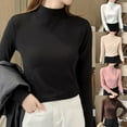 thumbnail image 3 of WTXUE Base Layers Long Sleeve, Mock Neck Women Slim Solid Mock Turtleneck Blouse Slim Stretchy Layer Tee Shirts Solid | Casual for Women Red 3XL, 3 of 9