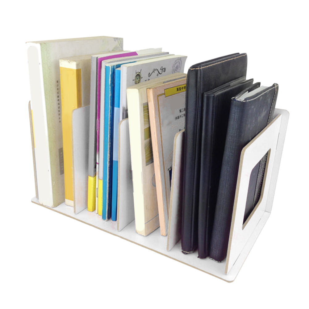 FAGINEY Wood Desktop Bookshelf, Bookshelf, Wooden DIY Desktop Bookshelf Rack Books DVD Storage Magazine Holder for Students Kids Adult