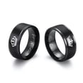 thumbnail image 6 of EOEMY His Queen And Her King Stainless Steel Black Couple Rings For Lover Engagement-10-7, 6 of 9