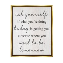 Stupell Industries Where You Want To Be Phrase Graphic Art Metallic Gold Floating Framed Canvas Print Wall Art, Design by Lil' Rue