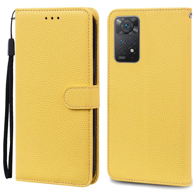 Note 11 Case For Xiaomi Redmi Note 11 11S Case Leather Wallet Flip Case For Redmi Note 11 Pro Phone Cases Note 11S Cover Fundas Yellow Note 11