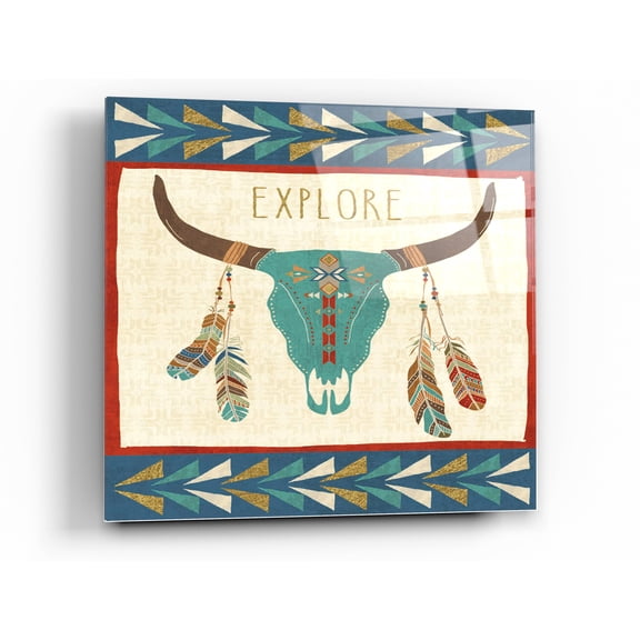 Epic Art 'Southwest at Heart II FLAG' by Veronique Charron, Acrylic Glass Wall Art, 36"x36"