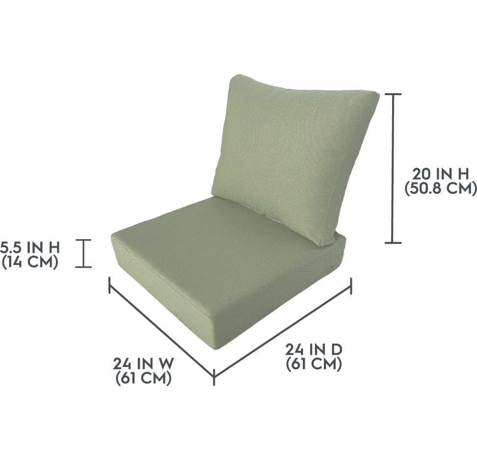 Better Homes & Gardens 24"x 24" Premium Green Outdoor 2 Piece Deep Seat Cushion