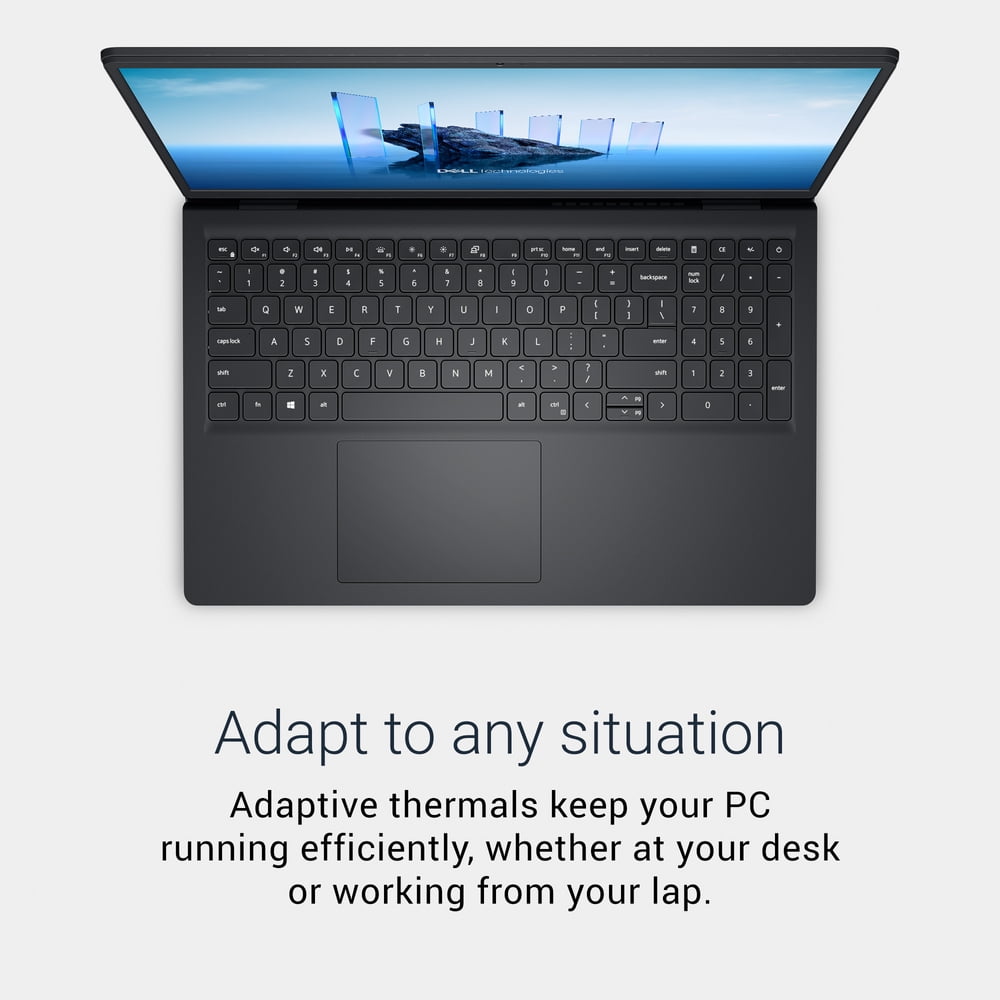 Dell DC15250 15.6" FHD 120Hz Laptop, Intel Core 3 100U, 8GB DDR5 RAM, 512GB SSD, Carbon Black