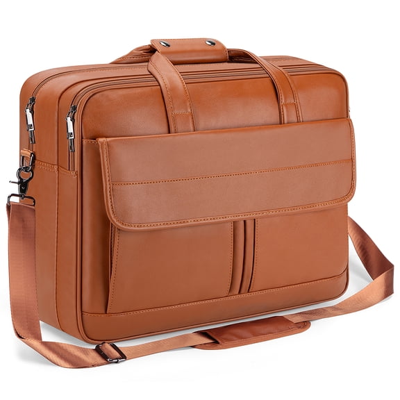 Boardingblue Men's Leather Messenger Bag, 15.6 Inches Laptop Briefcase Business Satchel Computer Handbag Shoulder Bag for Men (Brown)