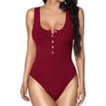 thumbnail image 2 of Lindreshi One Piece Swimsuits for Women Women's Summer Clothes Sleeveless Round Neck Slimming Belly Covering Rib Sleeveless Vest Buttoned Swimsuit, 2 of 7