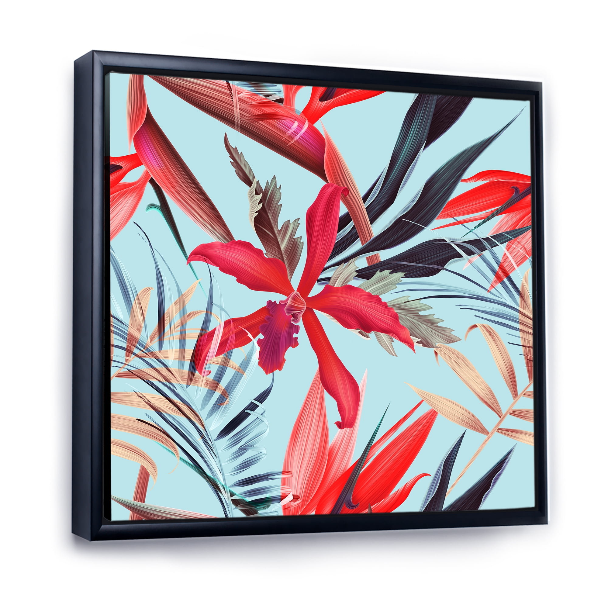 Designart 'VIntage Tropical Flowers IV' Traditional Framed Canvas Wall Art Print