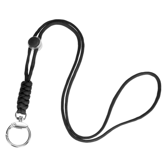 Uxcell 1-Pack Lanyards for ID Badges, Black Adjustable Keychain Long Key Neck Lanyard Strap with Round Clasp ID Holder Folder