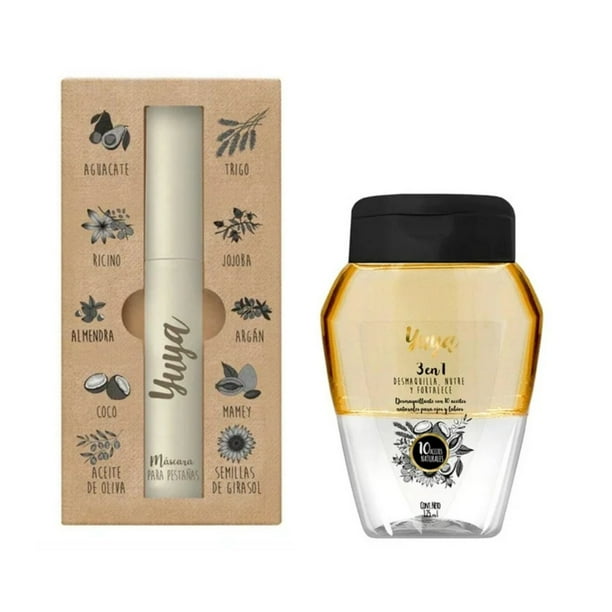 Máscara para pestañas Yuya 10 aceites esenciales Negro 10 g + Desmaquillante Yuya 3en1 125 ml