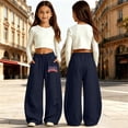thumbnail image 2 of XIYON Girls Sweatpants Kids Wide Leg Baggy Sweatpants Loose Casual Trousers with Pockets Relaxed Fit Sport for Daily Wear 5-6 Years, 2 of 5