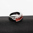 thumbnail image 2 of Uloveido Ladies Platinum Plated Oval Cut Red CZ Crystal Anniversary Ring, Rhinestone Wedding Band for Women J501 (Platinum,Red,Size 8), 2 of 7