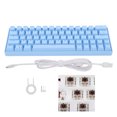 thumbnail image 1 of Teclado mecánico 64 teclas Luz blanca 3 modos Diseño ergonómico 4 interruptores Teclado azul opcional para WIN Interruptor marrón, 1 of 8