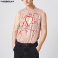 thumbnail image 2 of INCERUN Hombres Moda Corazón Corte Radiante De Punto Cuello En V Tanques, 2 of 4