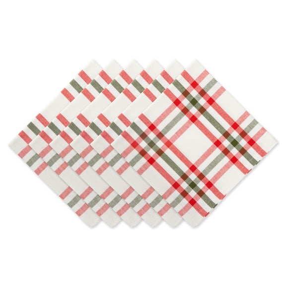 Set of 6 Red, Green, and White Kitchen and Tabletop Jolly Tree Collection Nutcracker Plaid Napkin Set