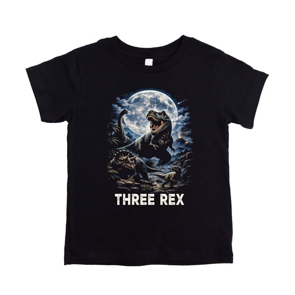 3rd Birthday T-Rex Shirt for Boys & Girls - Three Rex Dinosaur Party Toddler Graphic Tee Black Shirt 4T