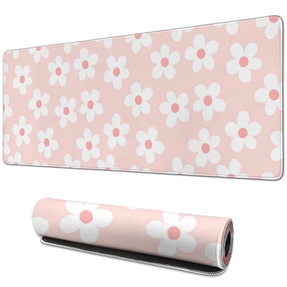 Améliorez Votre Jeu avec un Tapis de Souris de Jeu Vintage à Motif de Marguerites - Tapis de Bureau Allongé, 31,5 X 11,8 Po, Base en Caoutchouc Antidérapante, Bords Cousus - Parfait pour le Joueur Compétitif
