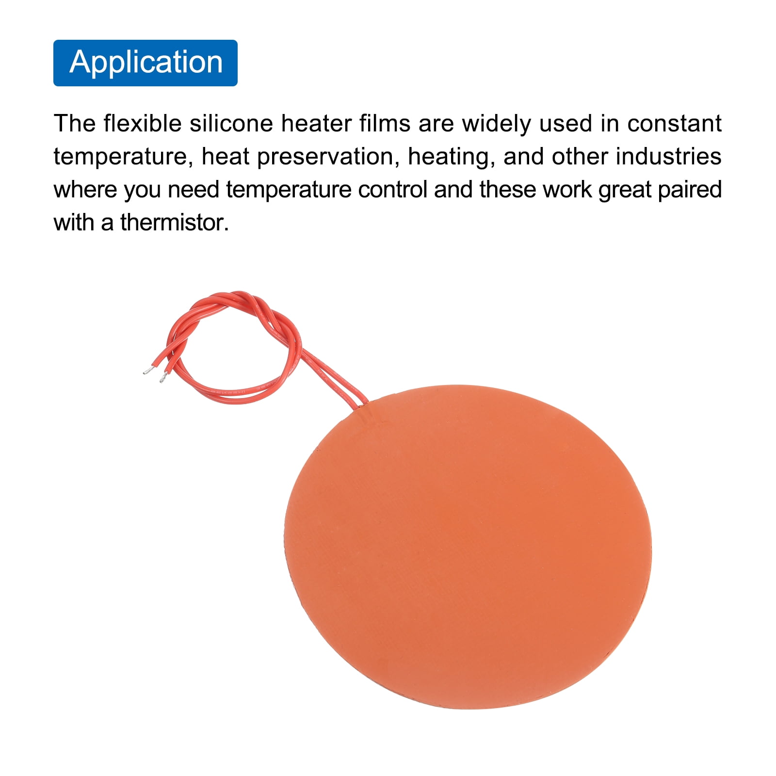 Silicone Heating Pad, 12V 30W Heater Film Flexible Heating Plate 100mm Heater Mat, Pack of 4